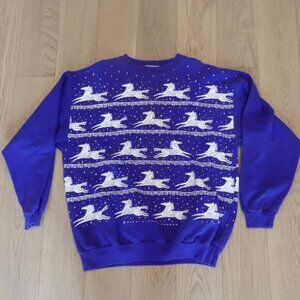 Vintage 90s Marci Lipman Unicorn AOP Sweatshirt OS Oversized XL